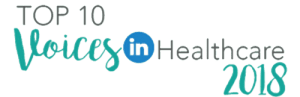 top 10 voices in healthcare badge